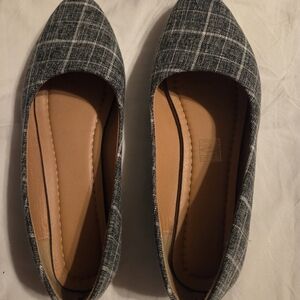 Gray Plaid Women's Flats